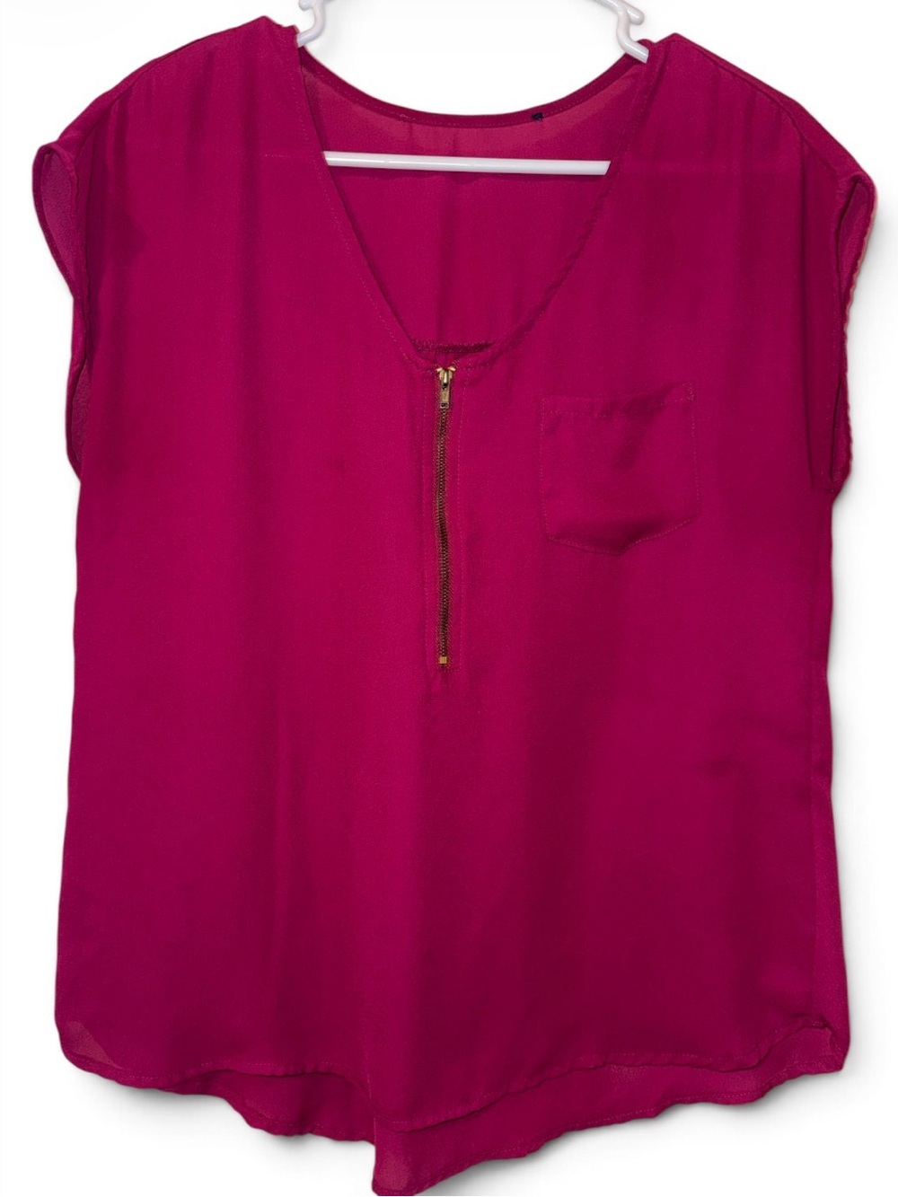 Women’s Fuchsia Zip-Front Blouse